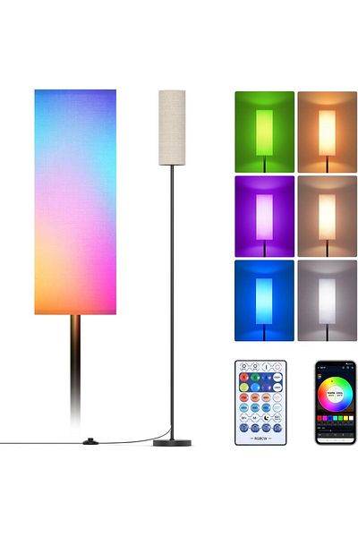 COOYA RGB Smart LED Floor Lamp with App & Remote Control, 2700-6500K Dimmable Standing Lamp, for Bedroom