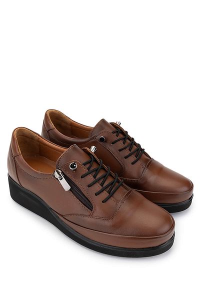 Tamer Tanca Women's Genuine Leather Tan Casual Shoes