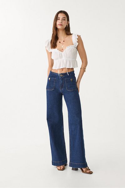 Stradivarius D77 بنطلون جينز بسيط مع جيوب