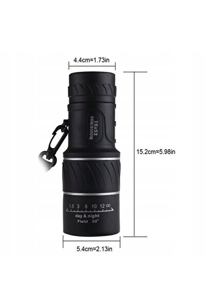 Depox Kempingový a lovecký dalekohled, monokulární, 16x52, černý, s pouzdrem v ceně