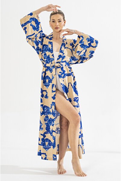 BEJ DOKU KİMONO / PAREO % 100 PAMUK