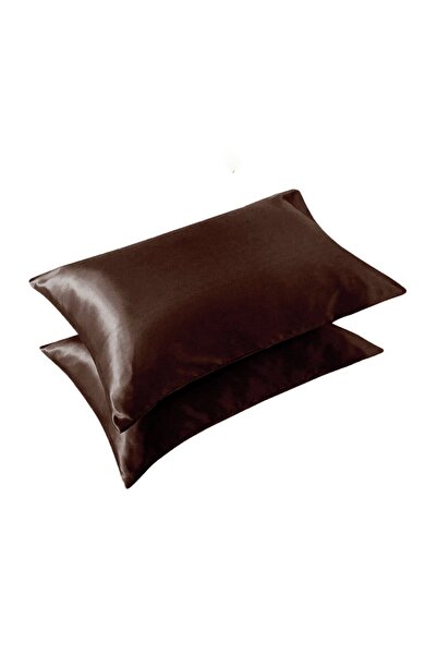 MonoHome Silk Satin Pillowcase 2 Pieces 50X70Cm 1 Piece Satin Buckle Brown