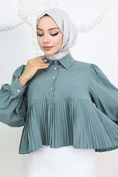 benguen Pleated Short Shirt Çağla 2248