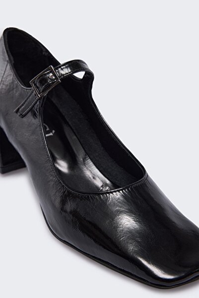 Favgi Rufafuv Siyah Kırışık Rugan Kadın Günlük Ayakkabı