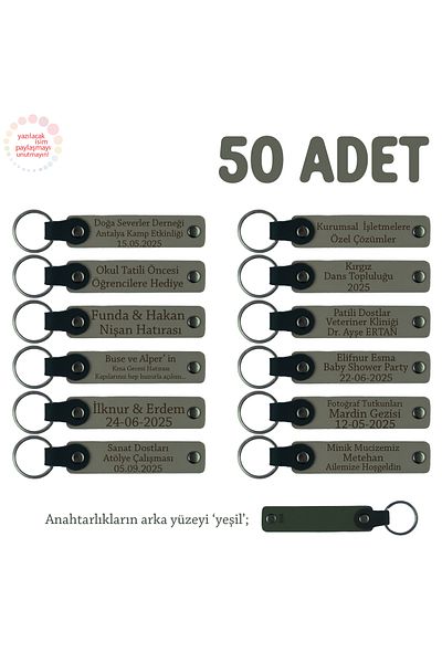 Miaju Ash Gray & Green, Souvenir Keychain with Message for Circumcision Wedding Celebration Set of 50, Special for Guests
