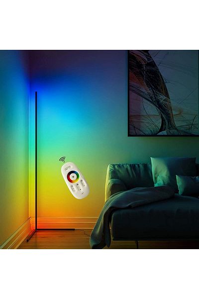 COOYA مصباح أرضي زاوية RGB مع جهاز تحكم عن بعد قابل للتعتيم، لغرفة المعيشة وغرفة الألعاب