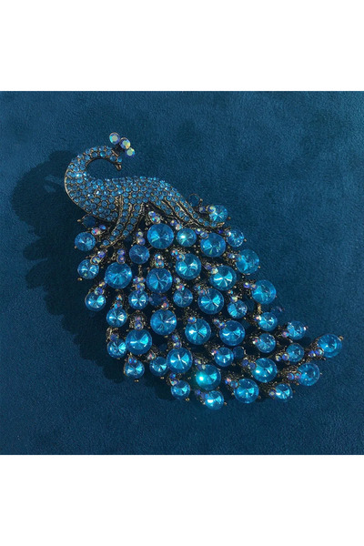 Choice دبوس طاووس كريستالي أزرق عتيق يواجه طائر الفينيق دبوس فينيكس