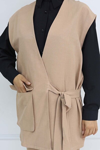 benguen Beige Baglam Vest Trousers Suit 2243