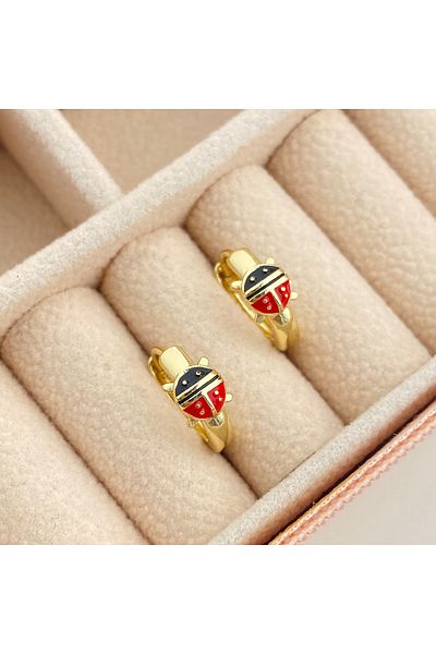 Kyver Girl's Earrings Ladybug Earrings 14 Carat Gold