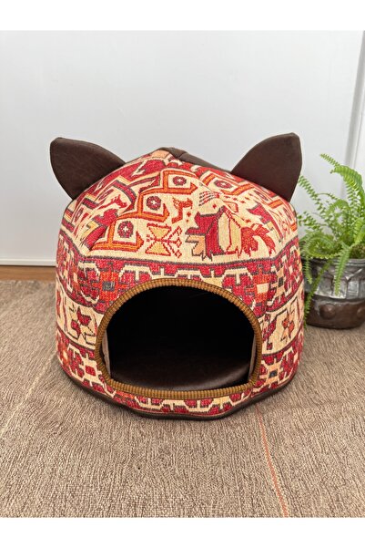 KİLİM DESENLİ KUMAŞ KEDİ EVİ 39x39x30cm
