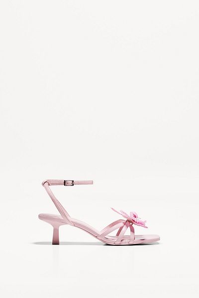Bershka Kitten heel sandals with floral detail