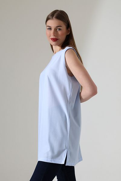 Talsmoda Tals Moda Ice Blue Color Wide Fit Zero Sleeve Buluz & Tunic