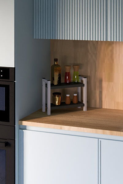 Fahrettin Küçük Metal Mutfak Tezgah Üstü Organizer 2 Yüksek Raflı Banyo Mutfa...