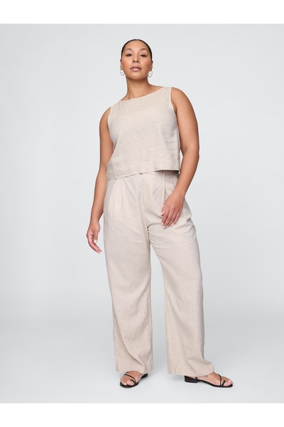 GAP Kadın Bej 365 High Rise Keten Karışımlı Pantolon