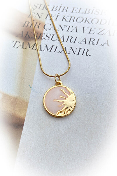roshel Madalyon Mineli Çelik Güneş Kolye Altın ve Gümüş Renk Seçeneği