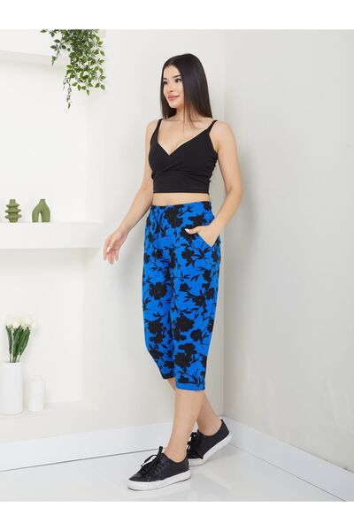 Banadamoda Kadın Desenli Cepli Viskon Kapri
