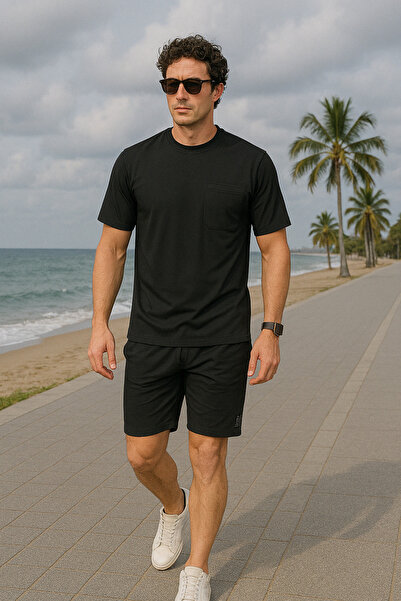 Pobudo Black Oversize Crepe Shorts Set