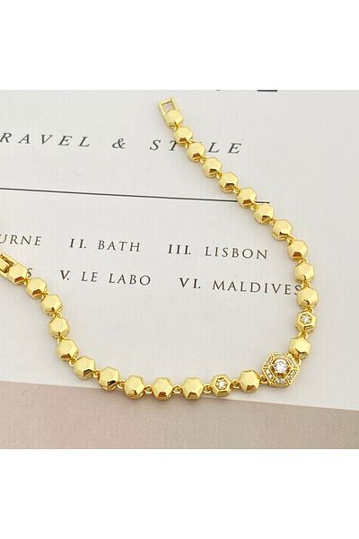 Kyver Honeycomb Bracelet Hexagonal Watercourse Women's Bracelet Does Not Tarnish Xuping Vip Series 14 Sterling 19cm