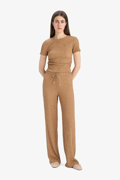 DeFacto Straight Fit Flexible Waist Pocket Wrinkle Pants E3408Ax25Sp