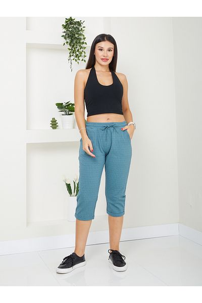 Banadamoda Capri de damă din bumbac pieptănat cu model