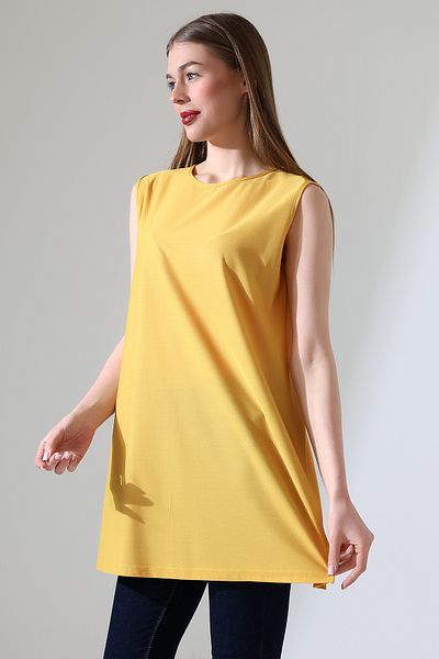 Talsmoda Tals Moda Yellow Color Wide Fit Zero Sleeve Bulz & Tunic