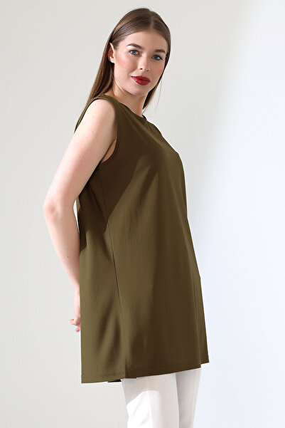 Talsmoda TALS MODA ХАКИ КОЛЬОРИ ШИРОКИЙ КРОЙ БЕЗ РУКАВІВ БЛУЗКА І ТУНІКА