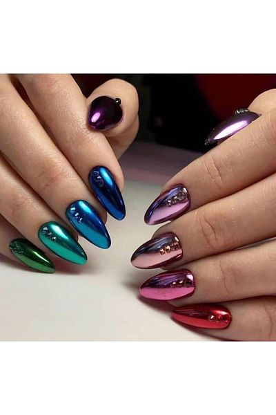 Mia Professional Red Color Chrome Nail Powder - Mirror Effect