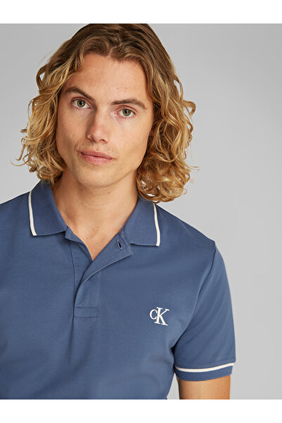 Calvin Klein Men Blue Tipping Slim Polo T-Shirt