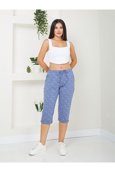Banadamoda Capri de damă din bumbac pieptănat cu model