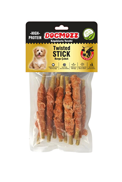 DogMozz Crunchy Sargılı Deri Burgu Çubuk Köpek Kemiği 6 Adet