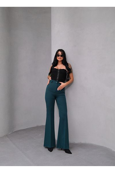 OUZ Fashion Women's High Waist Spanish Leg Trousers