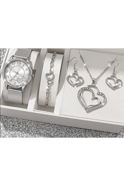 Defne Hediyelik Gümüş kadın kol saati ve takı seti
