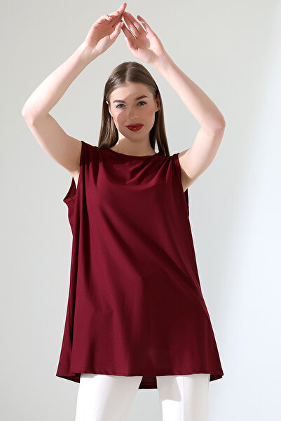 Talsmoda Tals Moda Burgundy Color Wide Fit Zero Sleeve Buluz & Tunic