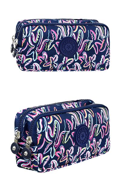 Çantaland Crinkle Fabric Double Compartment Pencil Holder Pencil Case