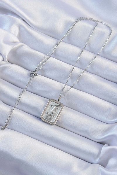 Clariss 316L Steel Chain Silver Color Zircon Stone Framed Tarot Necklace