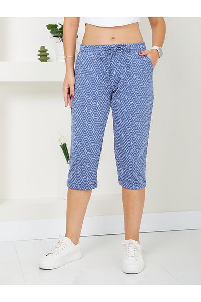 Banadamoda Capri de damă din bumbac pieptănat cu model
