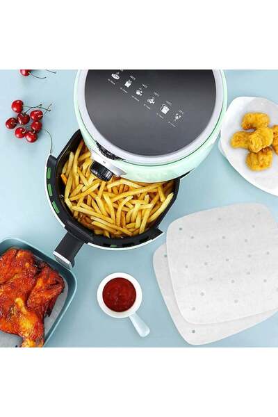 ECOOPTS Set de 100 de hârtie de copt pentru friteuză, albă, 19 x 19 cm