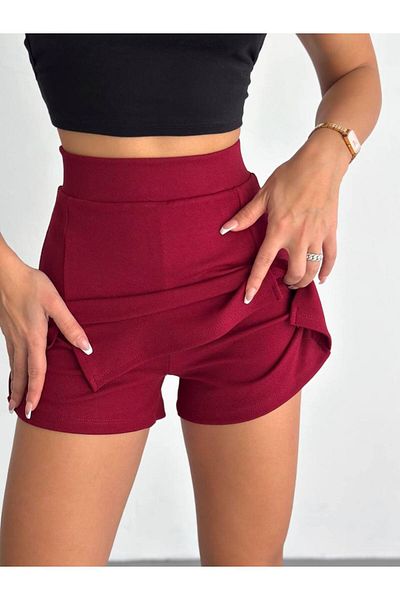 Melzgiyim Burgundy Short Skirt