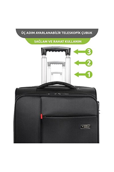 Bambus Home Carry-on Hostes Pilot Kabin Boy 15-17 inc Uyumlu Laptop Bölmeli Kumaş Valiz