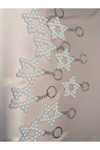 MydesignsK G Pearl Star Keychain / with 10Pcs Metallic Ring Keychain