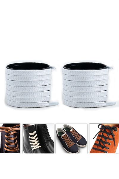AiryFooT White Flat Waxed Laces 100 cm (1 Pair)