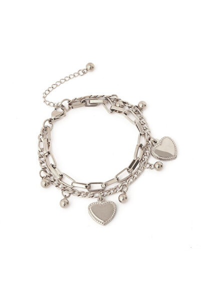 Choice1 2061-Silvery 1PC Women's Fashion Trend Multi layer Steel Ball Bean Lo...