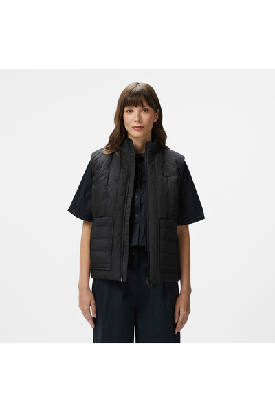 Lacoste Kadın Regular Fit Dik Yaka Desenli Siyah Yelek