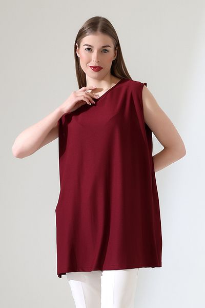 Talsmoda TALS MODA CULOARE BURGUNDĂ MĂRIME LATĂ CU MÂNER ZERO BULZĂ și TUNICĂ