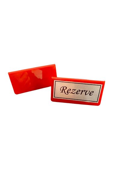 Happynesso سطح زجاج شبكي أحمر من سلسلة كتابة المكتب كتابة معدنية فضية "RESERVE" - 100 مم × 50 مم