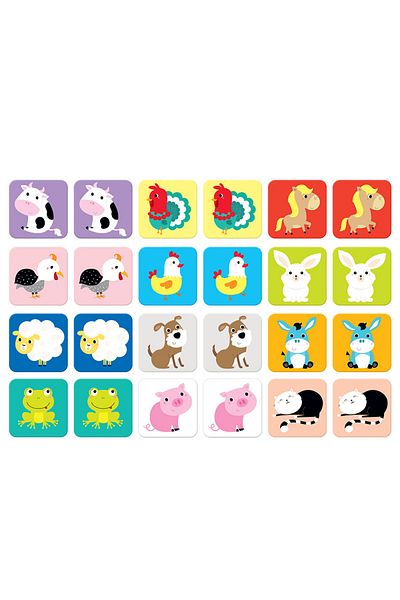 banana Joc educativ memorie, Banana Panda Animale Ferma, 24 piese, 16x16cm piesa