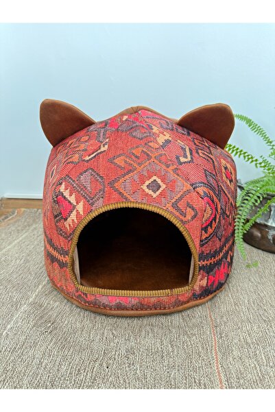 KİLİM DESENLİ KUMAŞ KEDİ EVİ 39x39x30cm