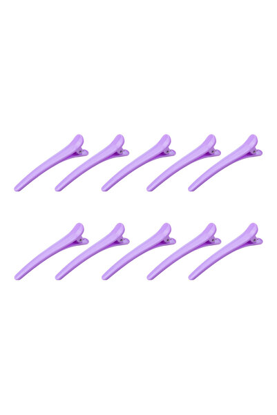 Choice مجموعة من 10 قطع من مشبك الشعر البلاستيكي ذو الحافة الأرجوانية مقاس كب...