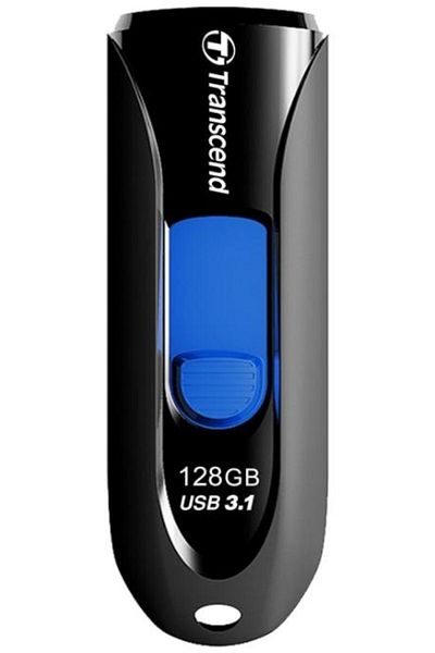 Transcend Transcend JetFlash 790 USB Flash Drive, 128GB, USB 3.1 (Black/Blue)
