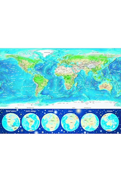 EDUCA Puzzle World Map 1000 Parça Neon Puzzle
